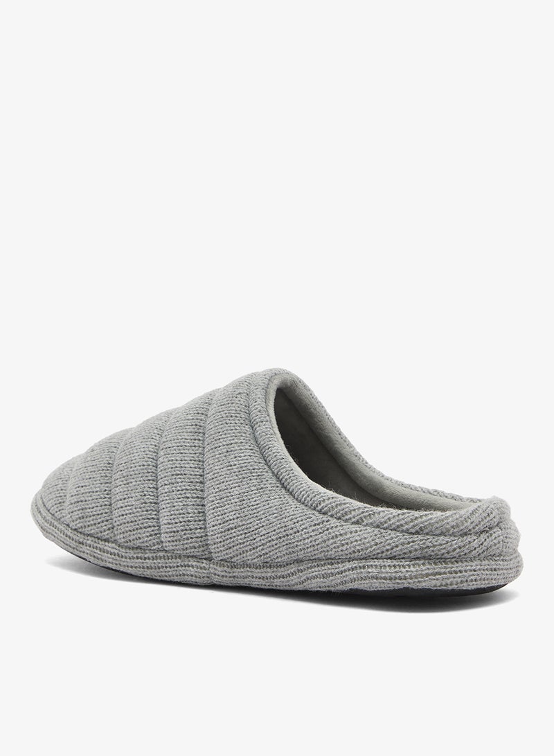 BRAVE SOUL MENS GREY KNITTED QUILTED SLIPPER - Image 2