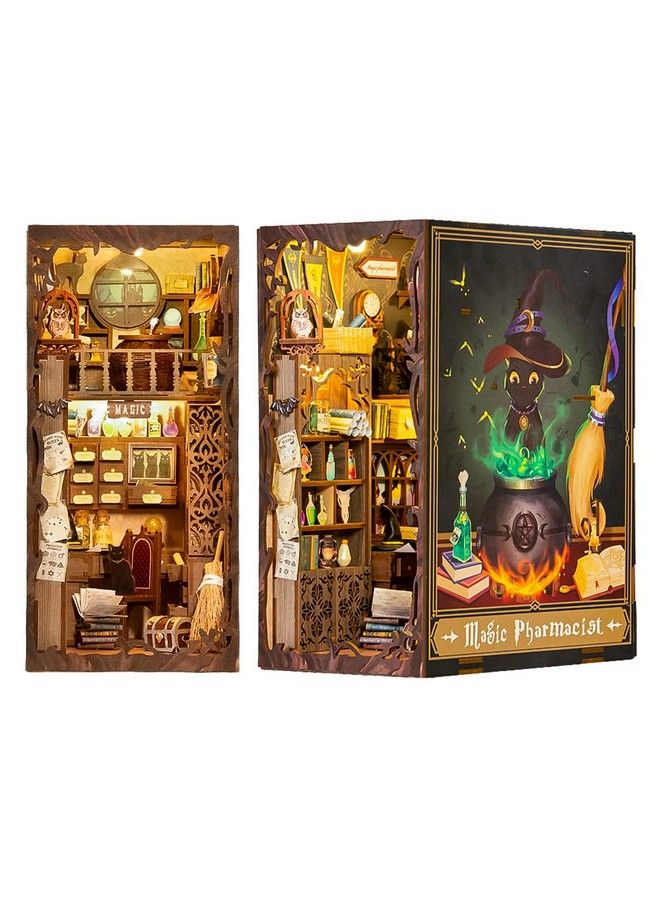 Fsolis طقم زاوية الكتاب DIY طقم منزل دمى مصغر ديكور كتاب حوامل كتب إدراج زاوية الكتاب نموذج ديوراما ثلاثي الأبعاد طقم مينيابري ستريت للديكور المنزلي (Sz05) - Image 1