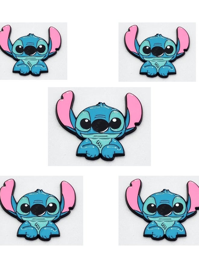 Generic 5-Pieces Stitch Character – Big-Eyed Blue Creature Accessory for Mobile, Laptop, Backpacks,Accessories Fans Stickers Display for I pad,and Collectors Walls, Doors, Cars, Trucks, Motorcycles Fridge  - Image 1