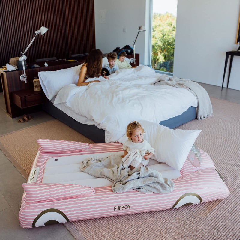 FUNBOY Kids Pink Inflatable Travel Bed & Mattress. Perfect for Sleepovers. Includes Carrying Case Storage Bag, Twin - Image 5