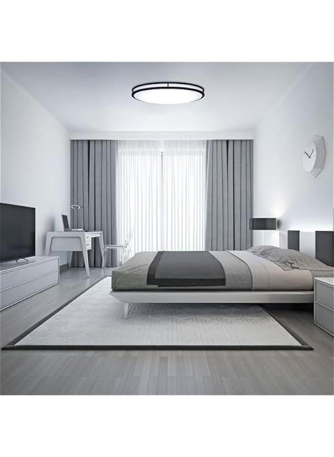 Arabest 24 Inch Oval LED Matte Black Flush Mount Ceiling Light Fixture for Kitchen, Bedroom, Bathroom, Hallway. Dimmable with 2800 Lumens. 3 Color Temperatures: 3000K, 4000K, 5000K. Model: EV1424C3C-43  - Image 2