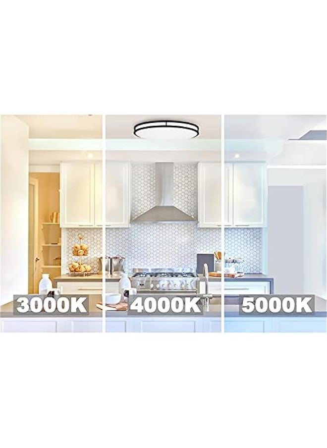 Arabest 24 Inch Oval LED Matte Black Flush Mount Ceiling Light Fixture for Kitchen, Bedroom, Bathroom, Hallway. Dimmable with 2800 Lumens. 3 Color Temperatures: 3000K, 4000K, 5000K. Model: EV1424C3C-43  - Image 3