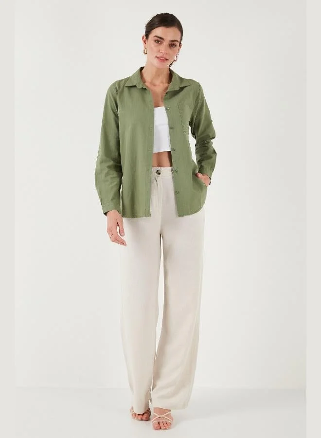 ليلا قميص قطني ليلى بقصة عادية بجيوب للنساء