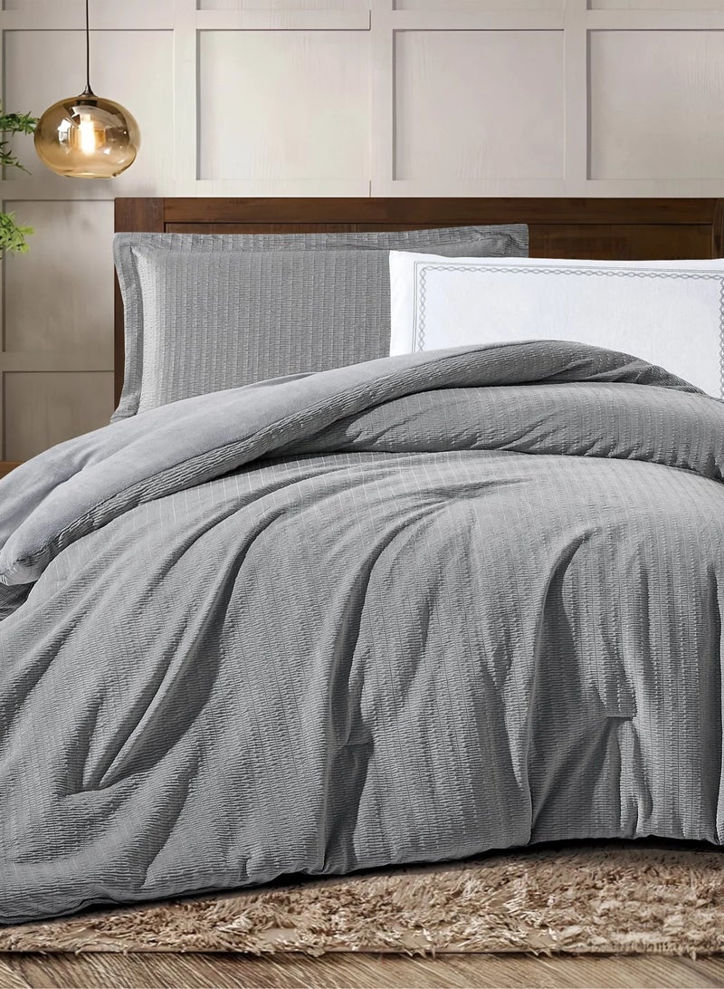 NADAV Lumi Winter Comforter Set – Double,  Grey , 7 Pieces - Image 2