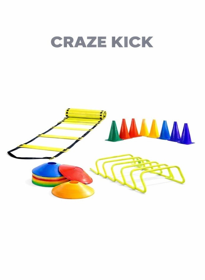 Craze Kick Sports Complete Agility Training Kit: 4m Ladder, 20 Saucers, 6 Cones (6"), 6 Hurdles (40cm) with Carry Bag - All-in-One Solution for Enhancing Speed, Agility, and Athletic Performance - Image 2