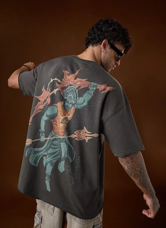 The Souled Store  The Souled Store Men's Oversized Mythology Grey T-Shirt  | Best Price UAE