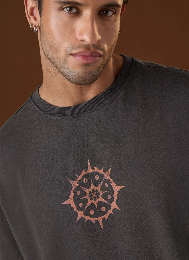 ذا سوليد ستور The Souled Store Men's Oversized Mythology Grey T-Shirt