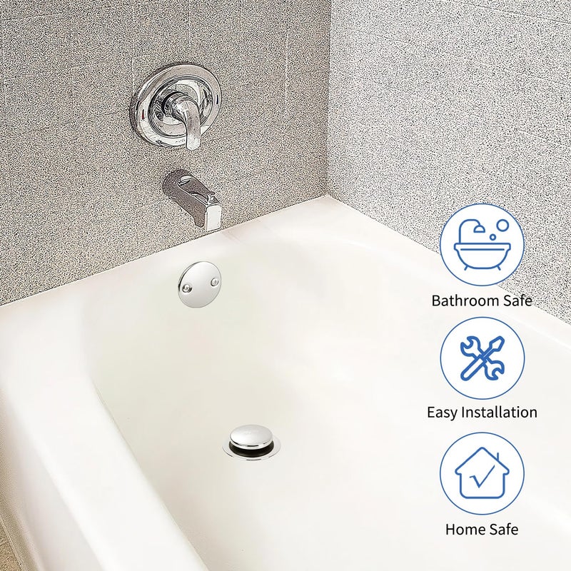TLOZX Chrome Bathtub Drain Tip-Toe Tub Trim Set With Two-Hole Overflow Faceplate Bathroom Tub Drains Replacement Conversion Tub Drain Kit Assembly With Universal Fine & Coarse Thread - Image 5