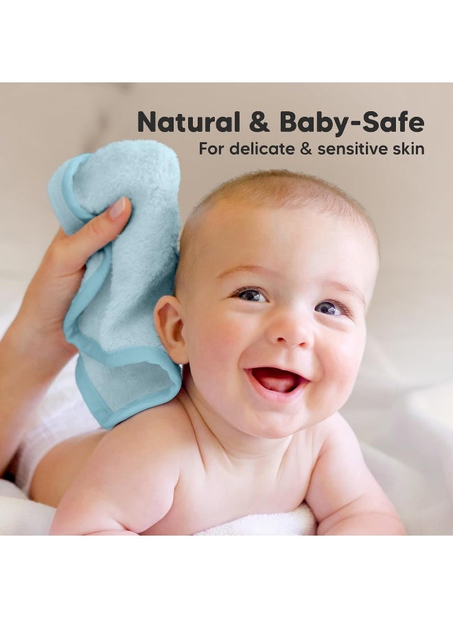 KeaBabies 6-Pack Baby Washcloths - Soft Absorbent Viscose from Bamboo Wash Cloths for Babies, Kids, Toddlers, Infant, Newborn Bath Towels, Gentle on Sensitive Skin, 10x10 Reusable face Towels (Bravo Blue) - Image 4