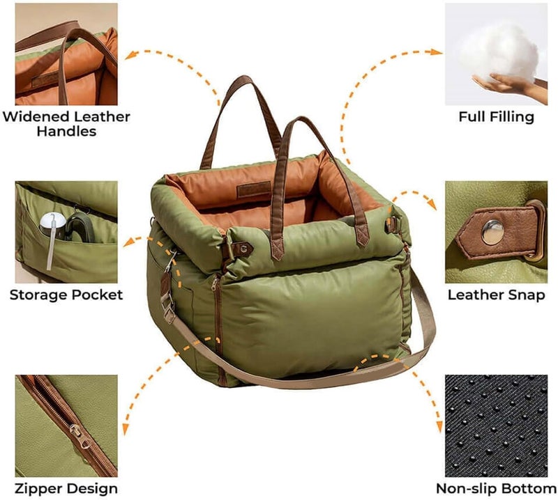 Multifunctional Dog Car Bed with Cover Leash & Ventilated Shockproof Padding for Travel & Indoor Comfort Dog Car Bed - Image 2