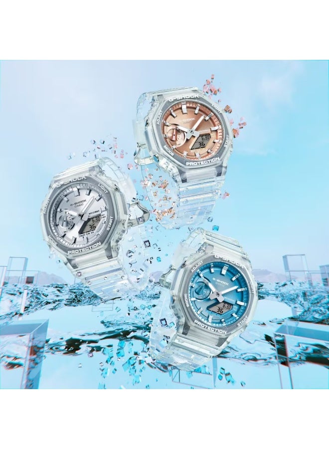 G-SHOCK Analog-Digital Watch GA-2100BM-7A2DR, 45.4 mm Blue Dial, Carbon-Core Guard Resin Case & Strap, Shock-Resistant, 200 m WR - Image 4