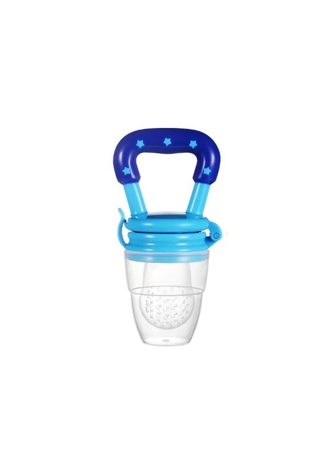 1 Piece Soft Silicone Fresh Food Teething Feeder Pacifier BPA Free Mesh Design for Baby Led Weaning Safe Chewable Teether for Infants 6 to 24 Months Blue Color - Image 1