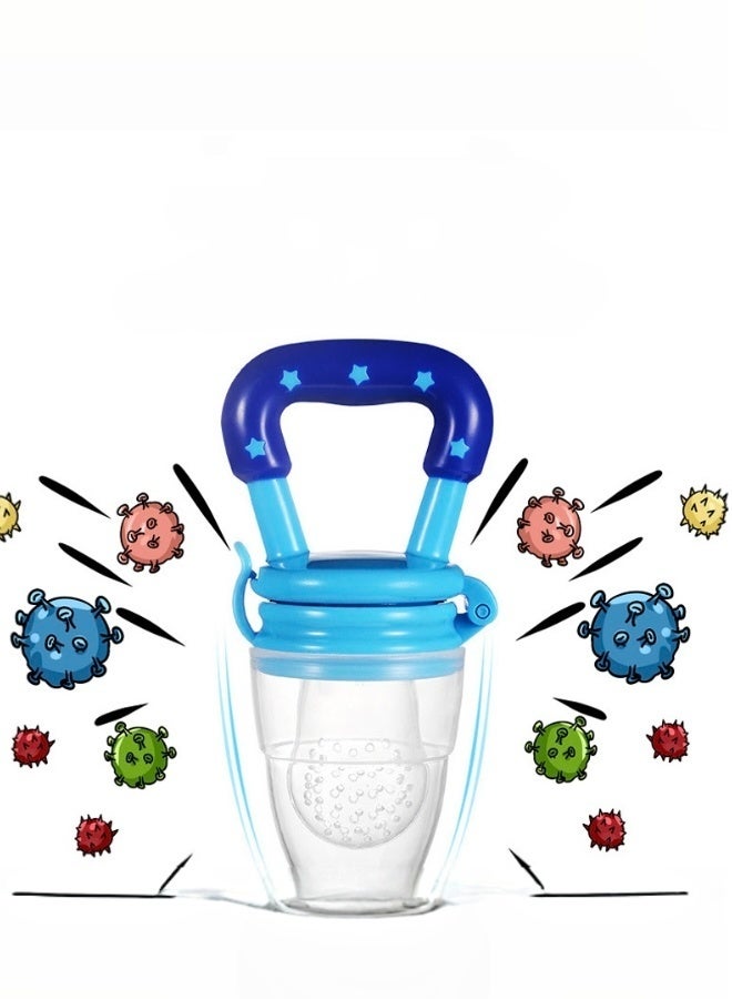 1 Piece Soft Silicone Fresh Food Teething Feeder Pacifier BPA Free Mesh Design for Baby Led Weaning Safe Chewable Teether for Infants 6 to 24 Months Blue Color - Image 3