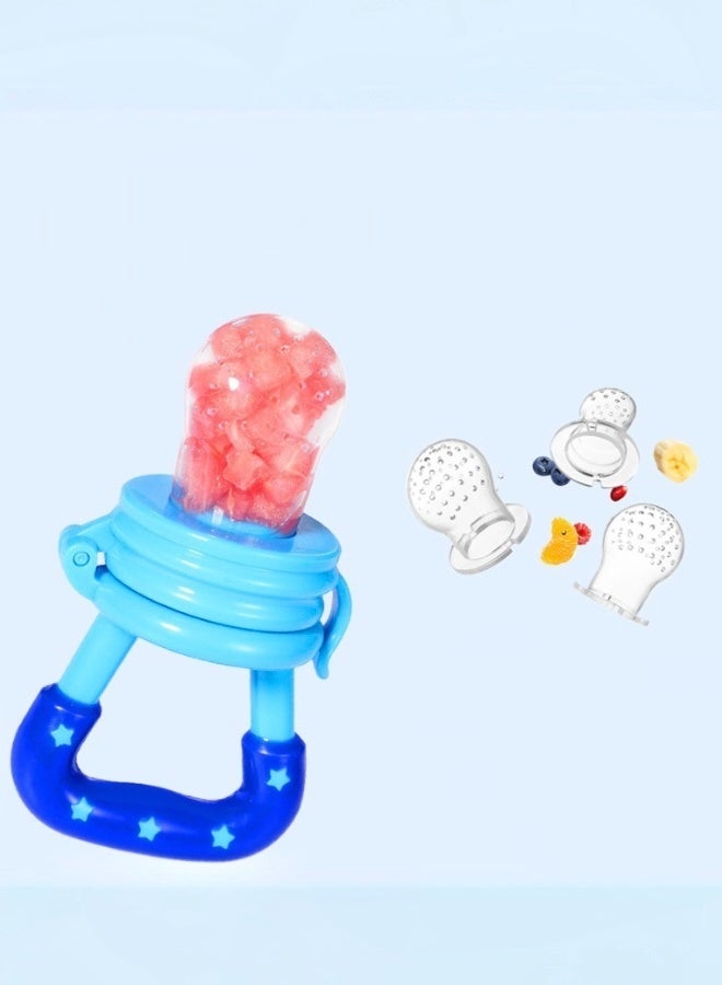 1 Piece Soft Silicone Fresh Food Teething Feeder Pacifier BPA Free Mesh Design for Baby Led Weaning Safe Chewable Teether for Infants 6 to 24 Months Blue Color - Image 4