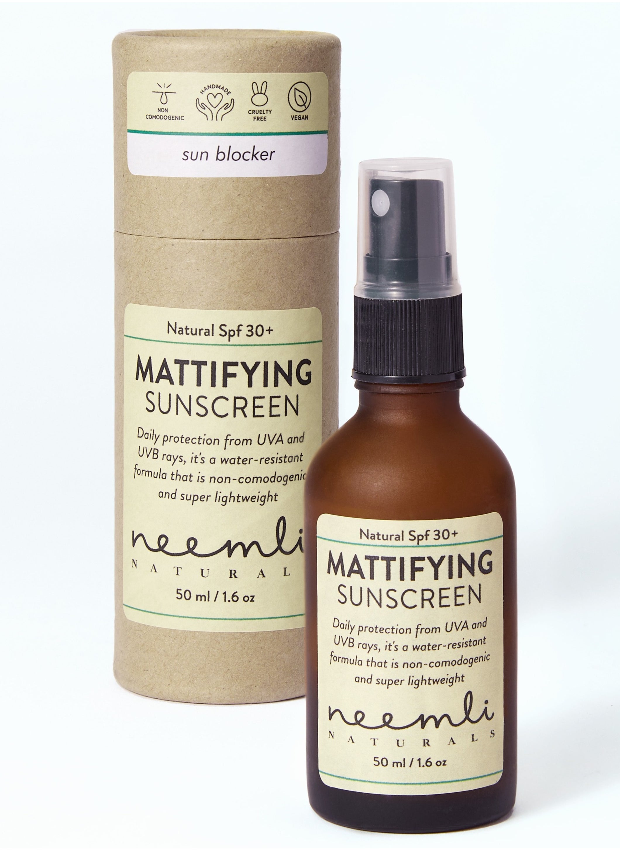 Natural Mattifying Sunscreen Spray SPF 30+ | Broad Spectrum with Protection from UVA and UVB | Water resistant, Non-comedogenic and Light Weight | Aloe Vera, Hyaluronic Acid, Fenugreek Seed Extract and Liquorice Extract- 50 ml 