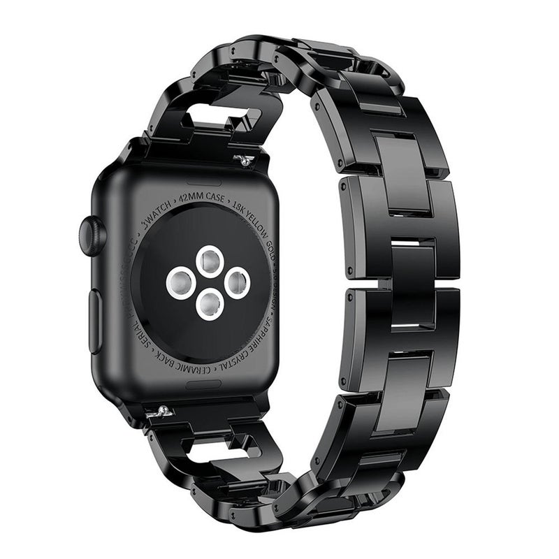 For Apple Watch 46mm / 49mm / 45mm / 44mm Square Diamond Zinc Alloy Watch Band(Black)