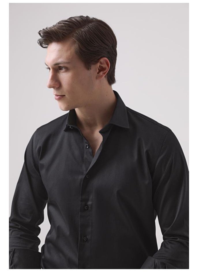 D'S DAMAT Ds Damat Slim Fit Black Straight Shirt  - Image 2