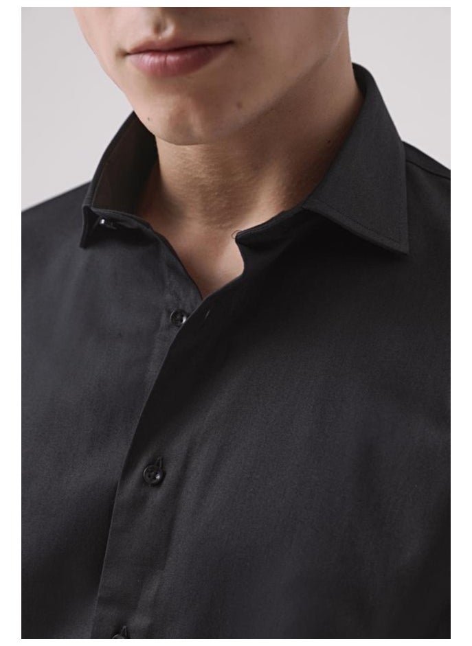 D'S DAMAT Ds Damat Slim Fit Black Straight Shirt  - Image 3
