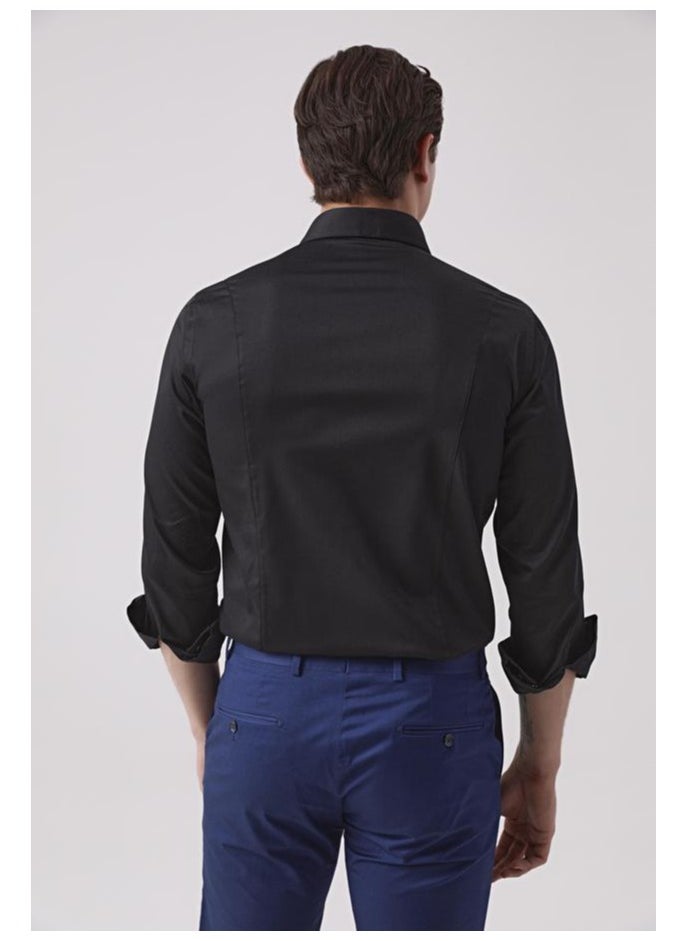 D'S DAMAT Ds Damat Slim Fit Black Straight Shirt  - Image 4