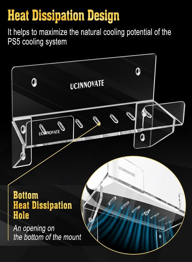 UCINNOVATE حامل حائط أكريليك لجهاز PS5، مجموعة حامل حائط مع ضوء LED بتقنية Dreamcolor متوافقة مع بلاي ستيشن 5، ملحق لجهاز الألعاب PS5 (إصدار القرص والرقمي) - حامل حائط قوي - Image 4