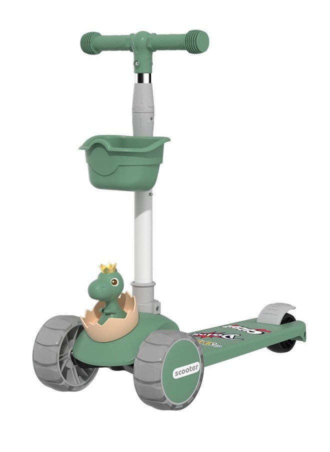 Jourvent - Children's Scooter, 3-in-1, Foldable Baby Scooter, 1-3-7 Years Old yo-yo Three-wheeled Toy Car with Basket - Image 1