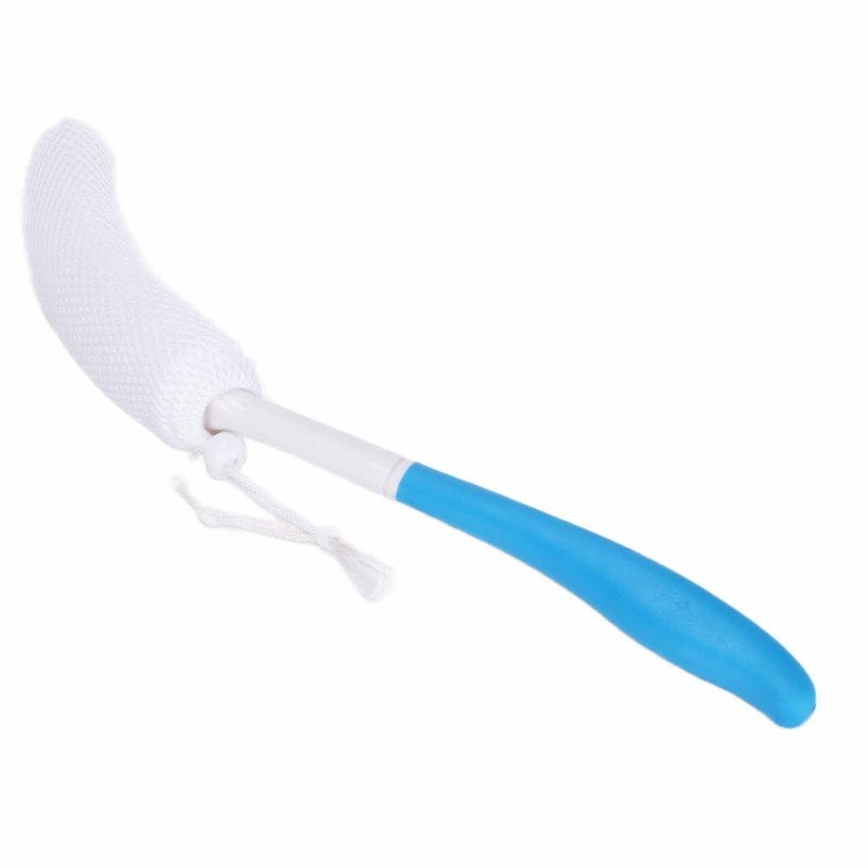 Exfoliating Shower Brush: Long Curved Handle - Removable Soft Sponge Head Ergonomic Design for Hard-to-Reach Body Cleaning & Gentle Exfoliation - Image 2