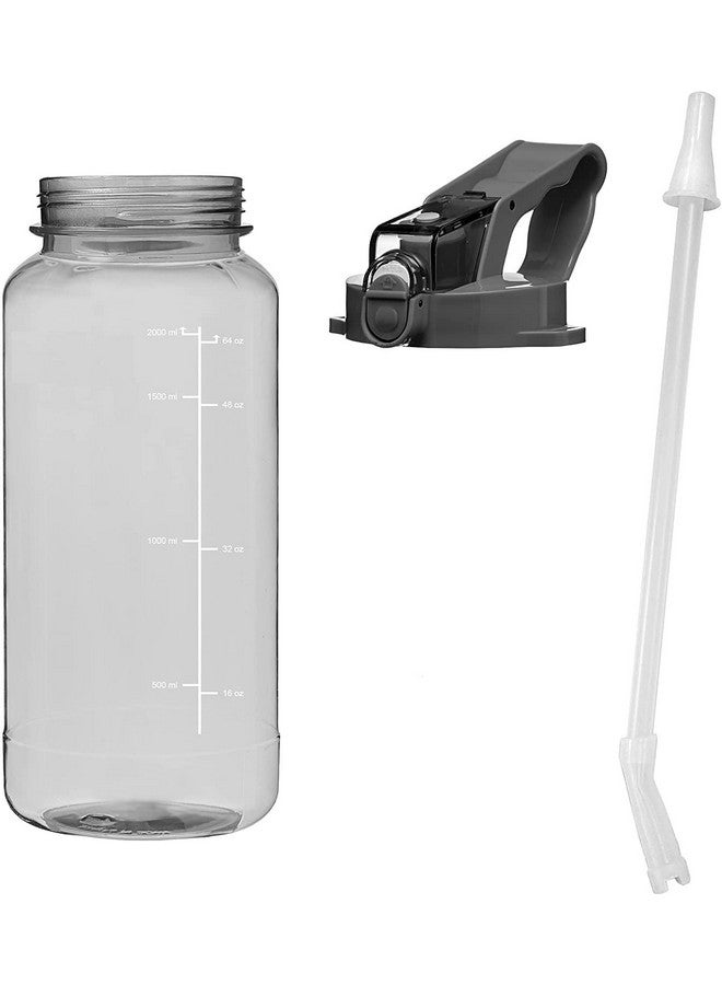 Delzon 2 liter Water Bottle With Strap, Straw And Bpa Free Material Leackproof Sipper Water Bottle For Gym, Yoga, And Any Other Activities - Black, Plastic, Pack Of 1 - Image 4