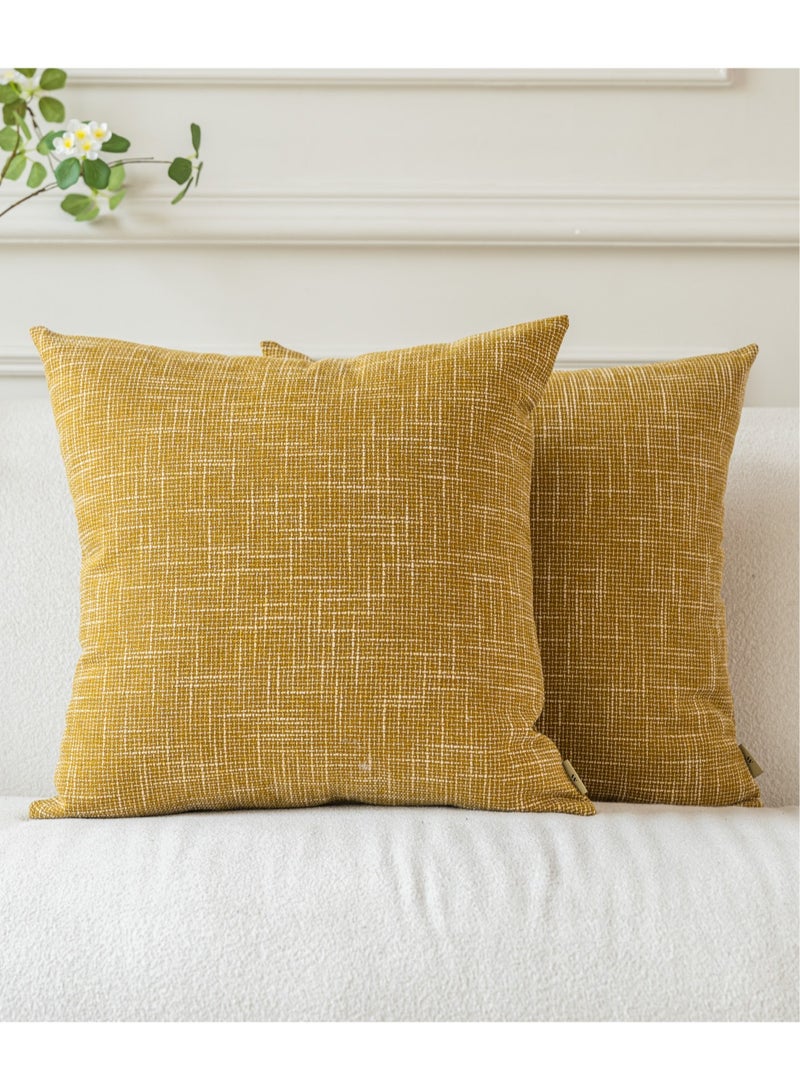 a moment a moment Set of 2 Honey Linen Decorative Throw Pillow Covers 45 x 45 CM Farmhouse Pillow Covers with Cross for Couch Sofa Bed Living Room Home Decor  - Image 1
