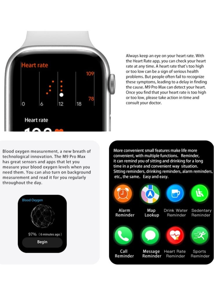 AROAQ - New Arrival 2.2inch Screen NFC M9 Pro Max Smart Watch Iwo Series9 M9 pro max smartwatch - Image 1