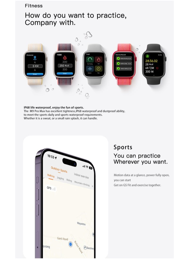 AROAQ - New Arrival 2.2inch Screen NFC M9 Pro Max Smart Watch Iwo Series9 M9 pro max smartwatch - Image 1