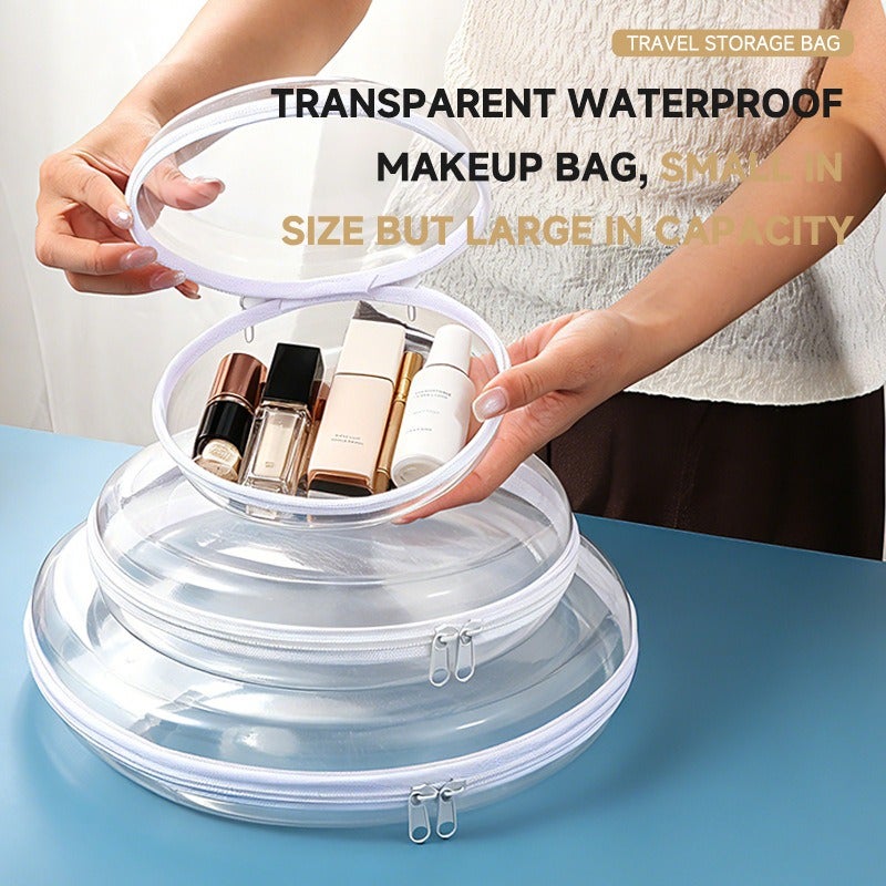 Multi-Functional Transparent Round Storage Bag Set - Waterproof, Durable & Portable Travel Organizer - Image 3