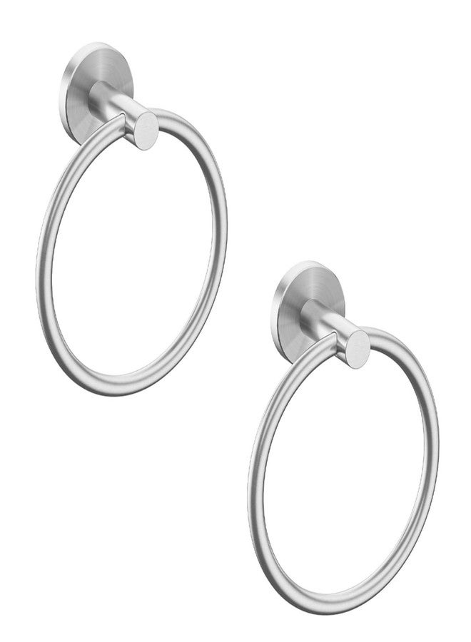 USHOWER 2 Pack Brushed Nickel Towel Ring, Hand Towel Holder for Bathroom Wall Mounted, Durable 304 Stainless Steel, Modern Style - Image 1