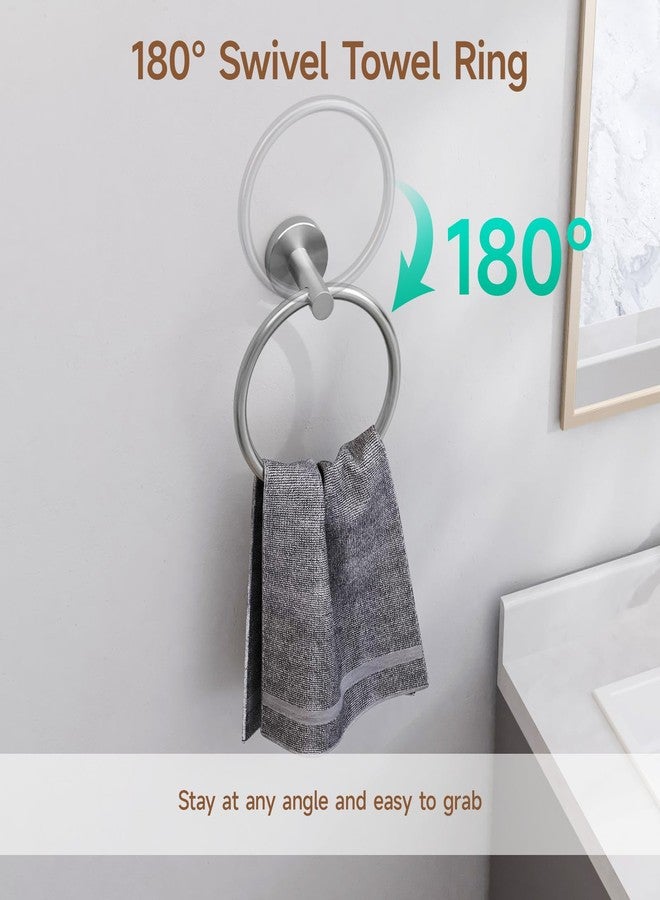 USHOWER 2 Pack Brushed Nickel Towel Ring, Hand Towel Holder for Bathroom Wall Mounted, Durable 304 Stainless Steel, Modern Style - Image 3