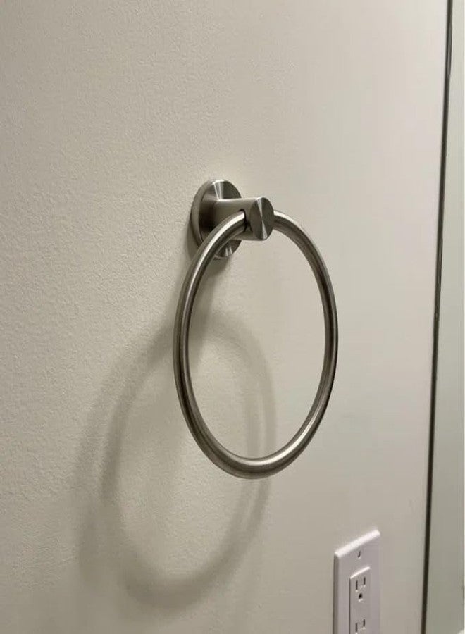 USHOWER 2 Pack Brushed Nickel Towel Ring, Hand Towel Holder for Bathroom Wall Mounted, Durable 304 Stainless Steel, Modern Style - Image 5