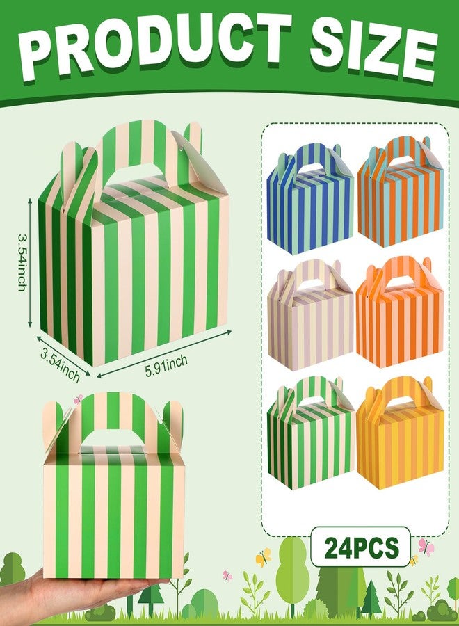 Novabright 24 Pcs Colorful Striped Party Favor Boxes Summer Pool Treat Gable Boxes with Handles Beach Stripe Gift Bags for Wedding Baby Shower Summer Pool Party Supplies - Image 2