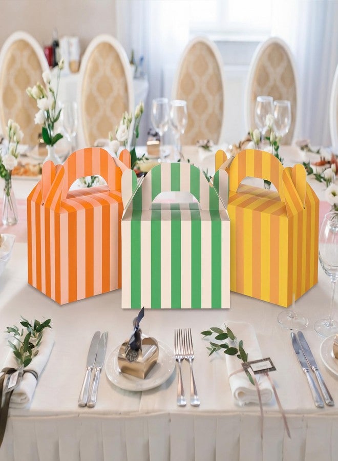 Novabright 24 Pcs Colorful Striped Party Favor Boxes Summer Pool Treat Gable Boxes with Handles Beach Stripe Gift Bags for Wedding Baby Shower Summer Pool Party Supplies - Image 5