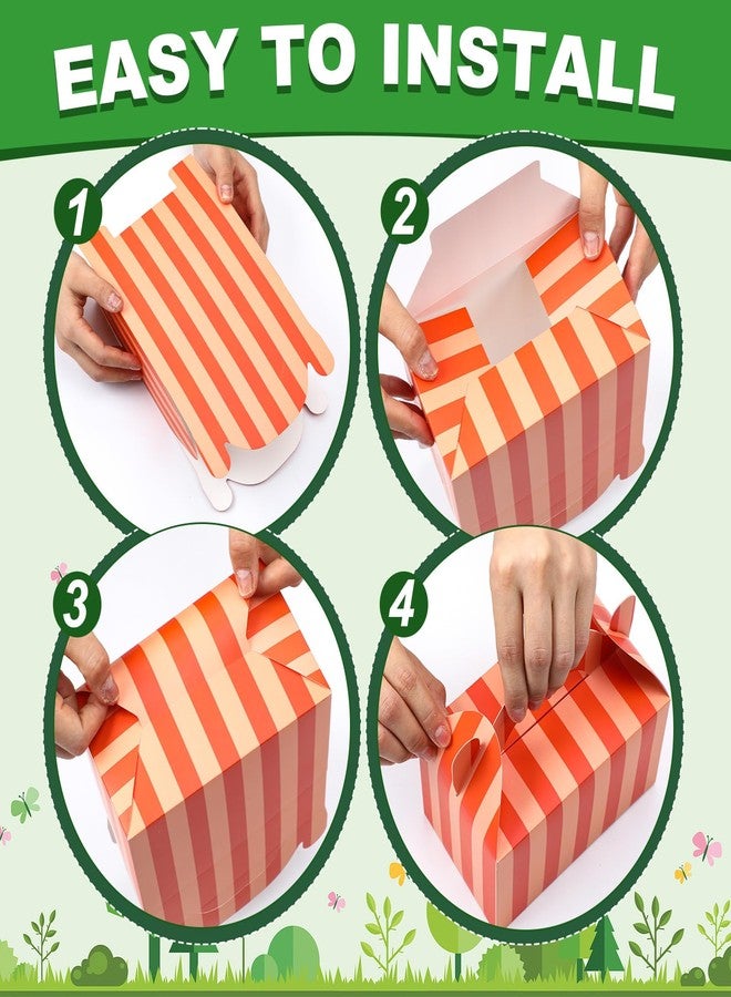 Novabright 24 Pcs Colorful Striped Party Favor Boxes Summer Pool Treat Gable Boxes with Handles Beach Stripe Gift Bags for Wedding Baby Shower Summer Pool Party Supplies - Image 4