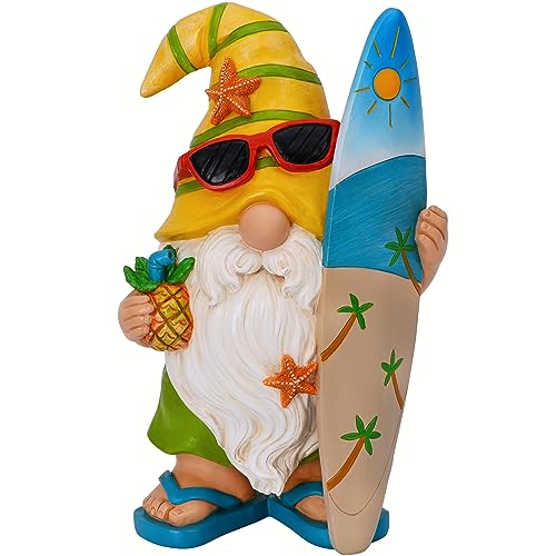 Mood Lab Garden Gnome  Surfer Gnome Figurine  91 Inch Tall Funny Lawn Statue  for Outdoor  House Decor