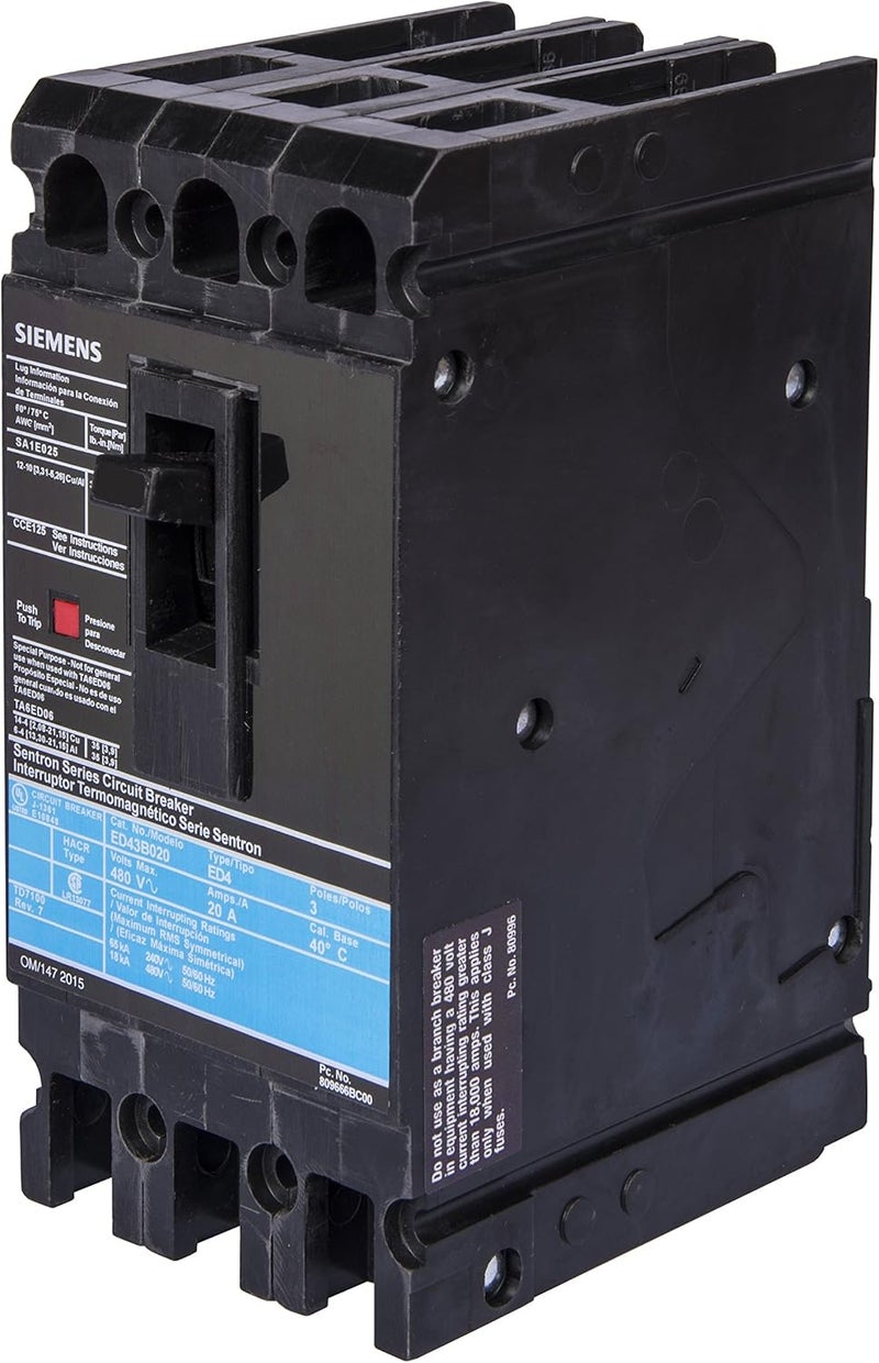 SIEMENS Siemens ED43B100 Circuit Breaker Type ED4 100 Amp 3 Pole 