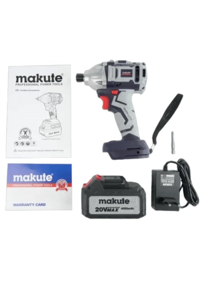 makute 20V Cordless Screwdriver Drill with 280N.m Torque, 3-Speed Adjustment, 1/4” Chuck, Rechargeable Battery and Charger, Heavy Duty Power Tool for Home and Professional Use – Model CSD001-BL - Image 1