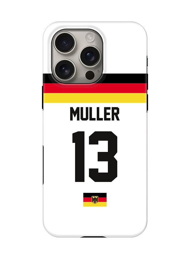 Stylizedd Tough Pro Magnetic Case for iPhone 16 Pro, Dual Layer hybrid PC + TPU Mobile Cover Matte - Football - Germany,  Muller - Image 1