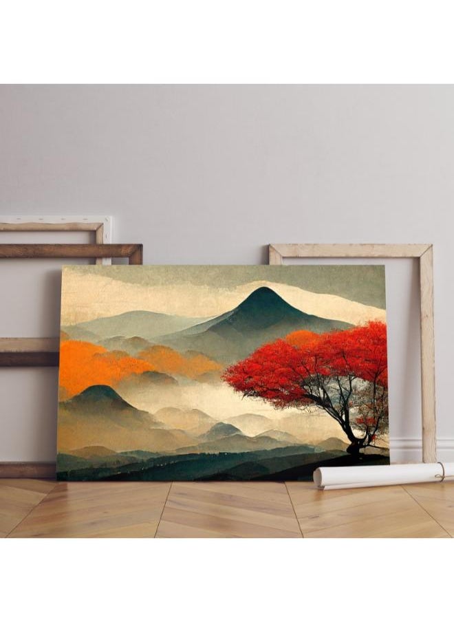 Home Gallery Autumn japanese landscape mountains redwood growing slope illustration  - Image 3