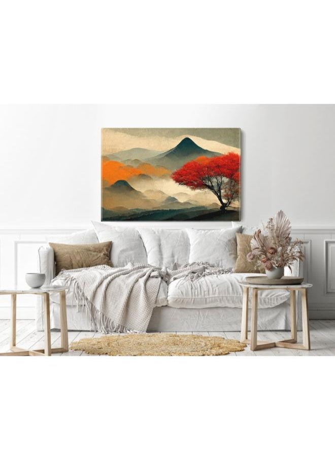 Home Gallery Autumn japanese landscape mountains redwood growing slope illustration  - Image 4
