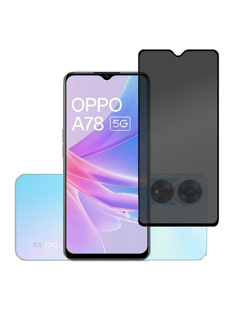 Super Tempered Glass Screen Protector Anti-Spy Privacy  Designed For Oppo A78 5G Full Screen Coverage And Bubble Free - Image 1