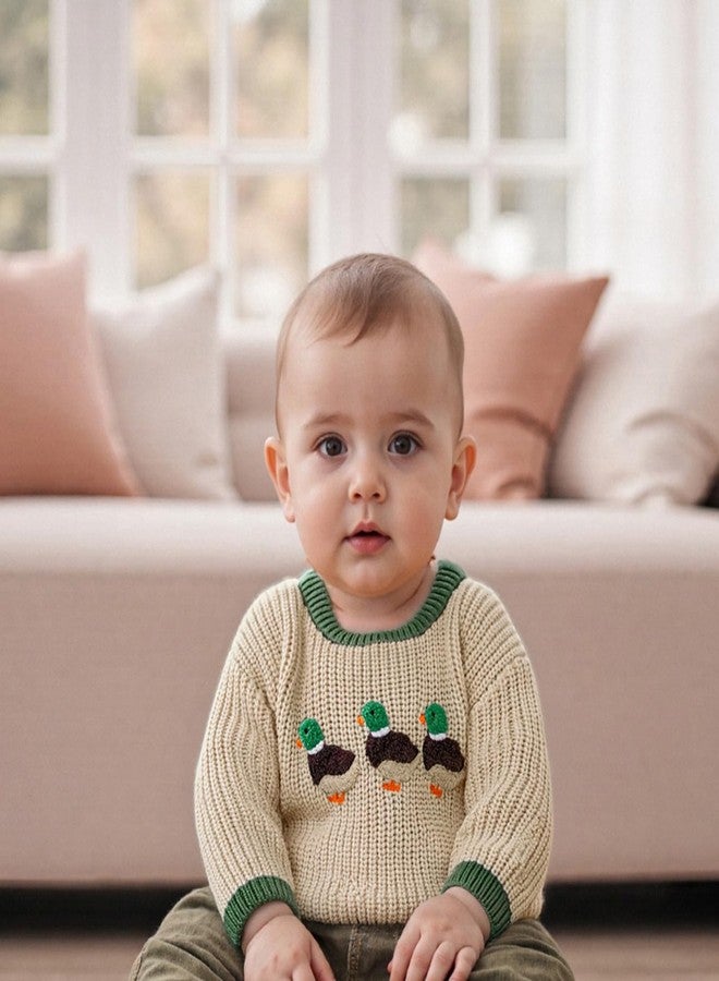 BULINGNA Toddler Baby Boy Girl Hunt Outfit Mallard Duck Knit Sweater Long Sleeve Knitted Sweatshirt Warm Fall Winter Clothes (Multicolor, 12-18 Months) - Image 4