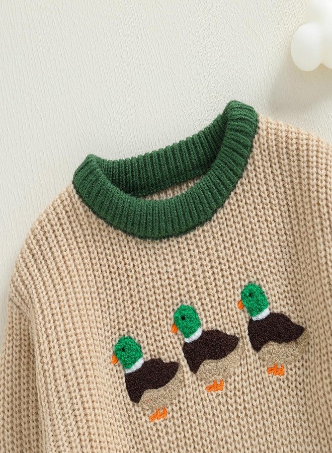 BULINGNA Toddler Baby Boy Girl Hunt Outfit Mallard Duck Knit Sweater Long Sleeve Knitted Sweatshirt Warm Fall Winter Clothes (Multicolor, 12-18 Months) - Image 5