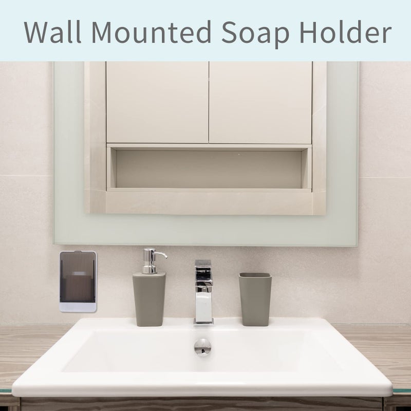 GREATIN Bar Soap Holder Dish Shower 2 PCS Self Draining Soap Container with Lid, Wall Mounted Soap Box Tray for Bathroom Bathtub Sink, Waterproof White, Adhesive Include (White) - Image 5