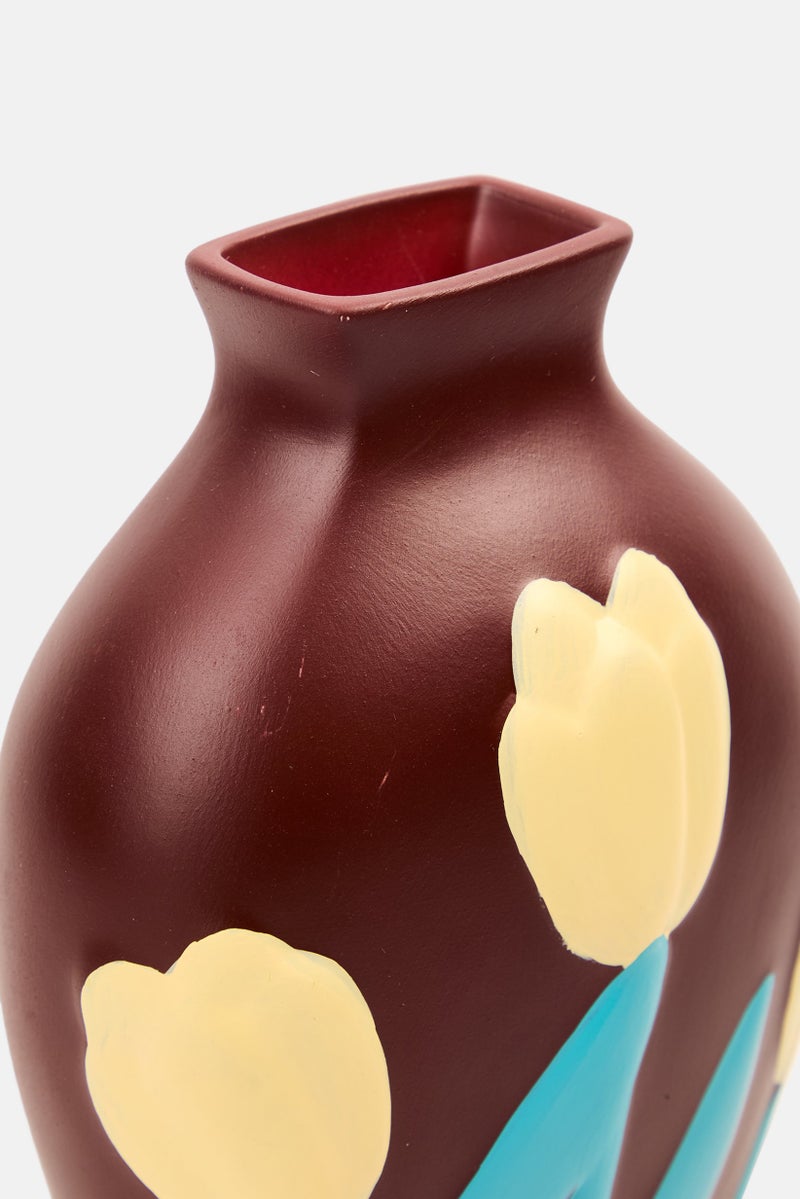 Muy Mucho Feeling Good At Home Flower Vase 18,5 H x 13 L x 6 W cm, Maroon Combo - Image 3