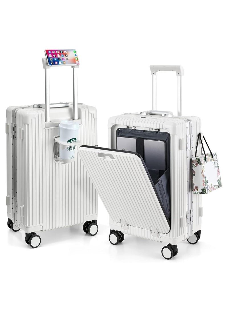 بيكاسيو حقيبة سفر مقاس 20 بوصة، عربة أنيقة خفيفة الوزن مع عجلات دوارة، حقيبة مع حجرة كمبيوتر محمول مفتوحة، حقيبة سفر، ومجموعات أمتعة للبالغين من الجنسين - Image 1