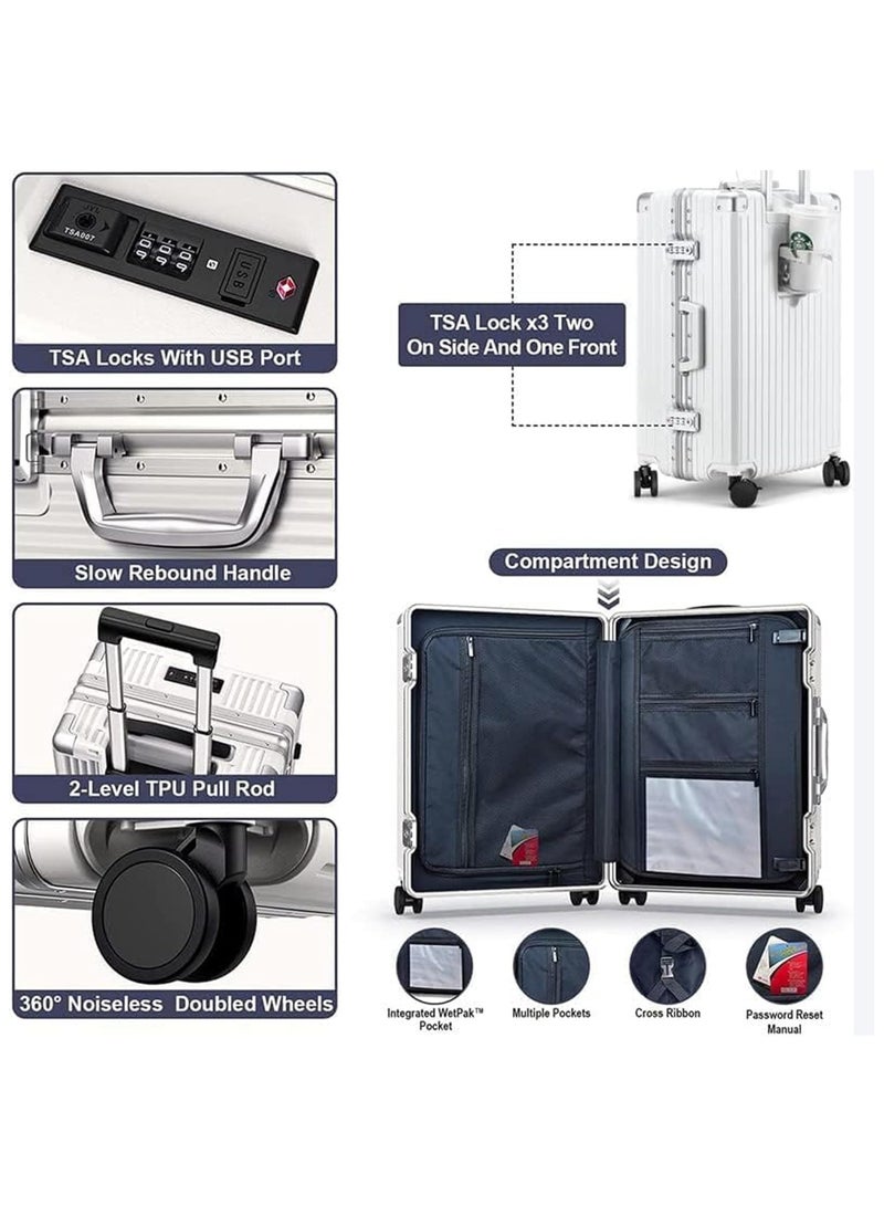 بيكاسيو حقيبة سفر مقاس 20 بوصة، عربة أنيقة خفيفة الوزن مع عجلات دوارة، حقيبة مع حجرة كمبيوتر محمول مفتوحة، حقيبة سفر، ومجموعات أمتعة للبالغين من الجنسين - Image 2